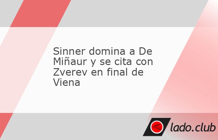 El número 2 mundial, Jannik Sinner, venció sin temblar al australiano Álex De Miñaur (7º) por 6-3 y 6-4, este sábado en la primera semifinal el torneo ATP 500 de Viena.El domingo se enfrentará 