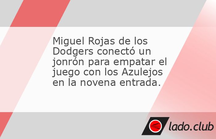 Miguel Rojas de Los Angeles Dodgers conectó un jonrón solitario, empatando el juego 4-4 ante los Toronto Blue Jays en la novena entrada.Fuente