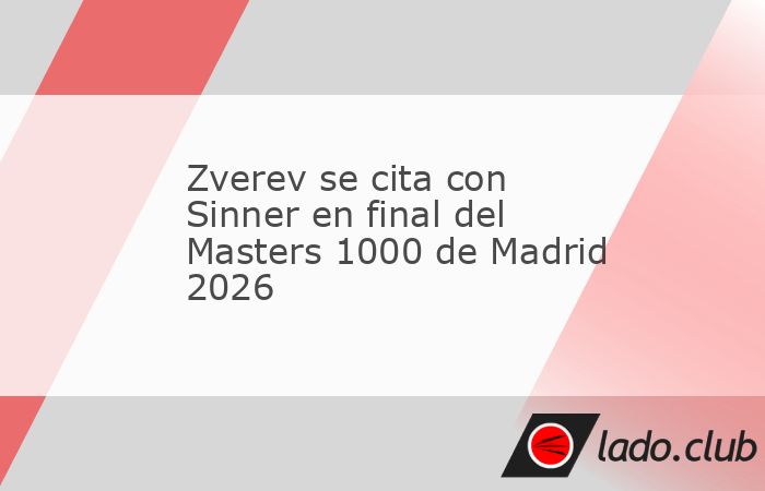 El alemán Alexander Zverev, número tres del mundo, jugará la final del Masters 1000 de Madrid tras imponerse en semifinales al joven belga Alexander Blockx por 6-2, 7-5.Zverev se medirá en la fina